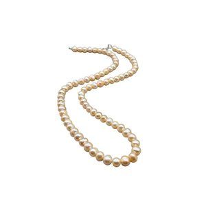 Irregular Cultivated Freshwater Golden Pearls Necklace Sterling Silver Clasp